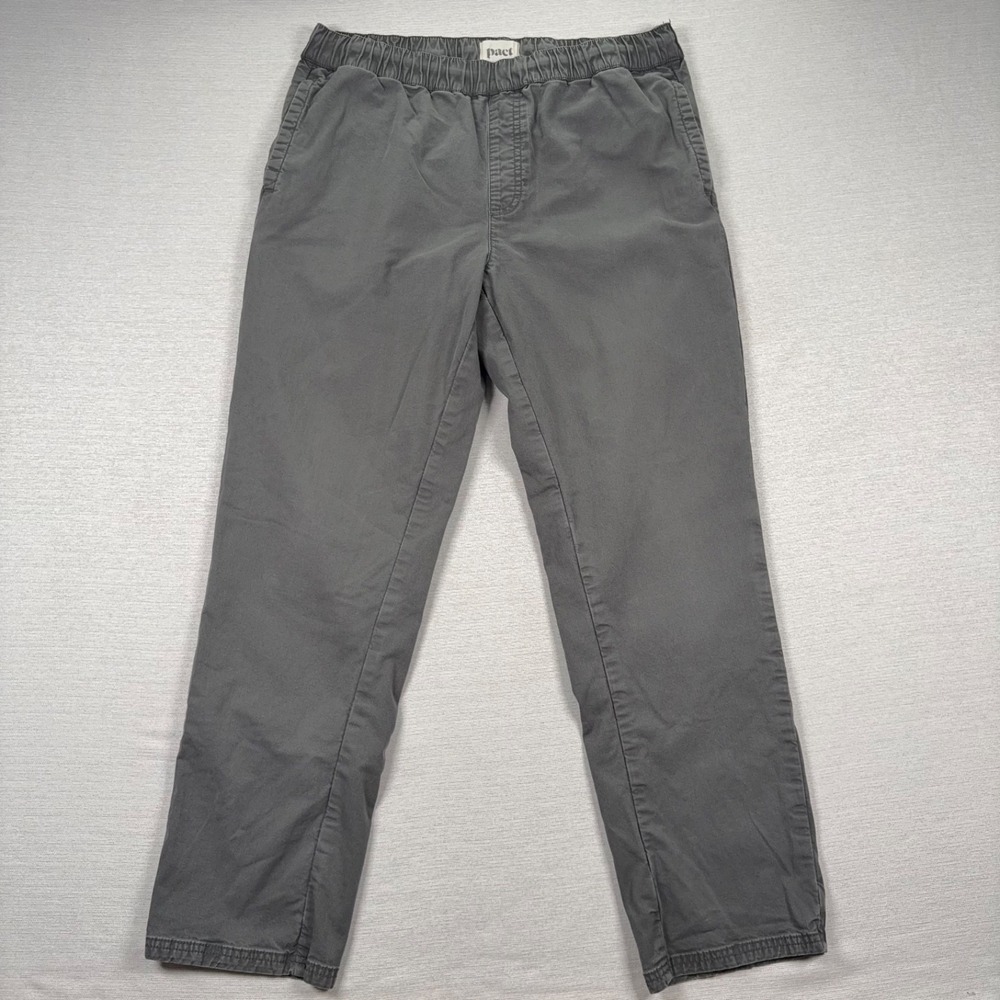 Pact Woven Twill Roll Up Pants Mens Size XL Gray Cotton Elastane Pull On